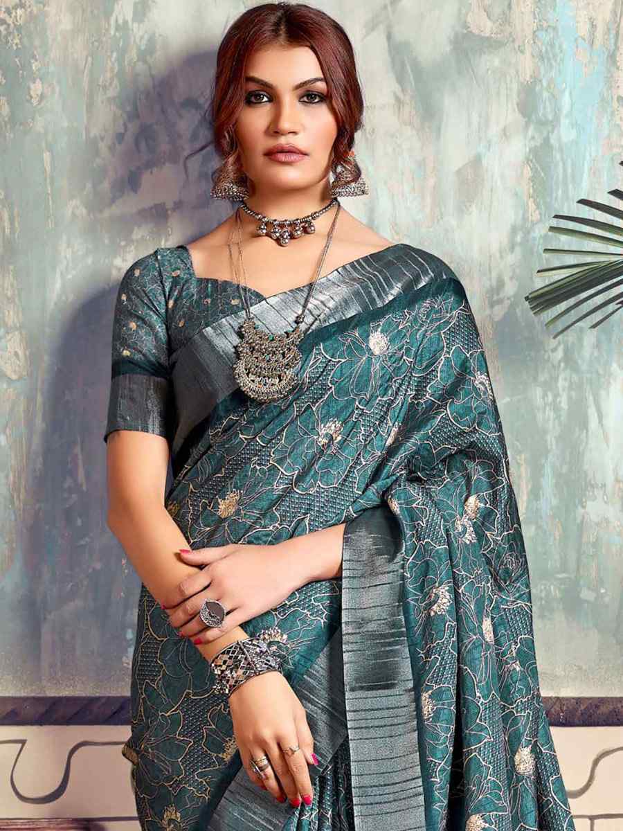 Multi Heavy Gotha Silk Printed Casual Festival Contemporary Saree