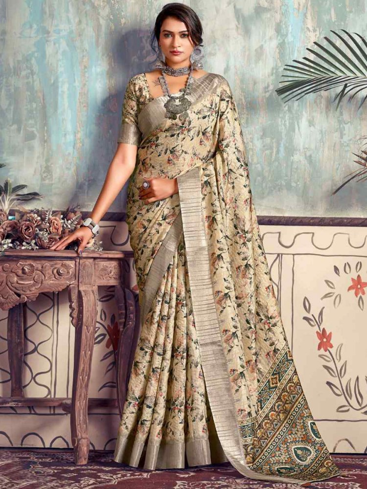 Multi Heavy Gotha Silk Printed Casual Festival Contemporary Saree