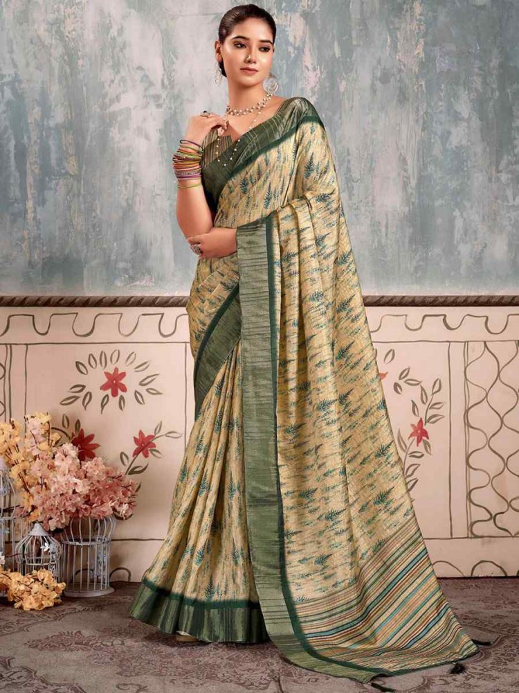 Multi Heavy Gotha Silk Printed Casual Festival Contemporary Saree