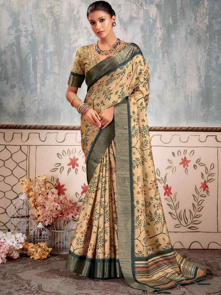 Multi Heavy Gotha Silk Printed Casual Festival Contemporary Saree