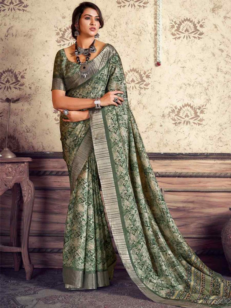 Multi Heavy Gotha Silk Printed Casual Festival Contemporary Saree