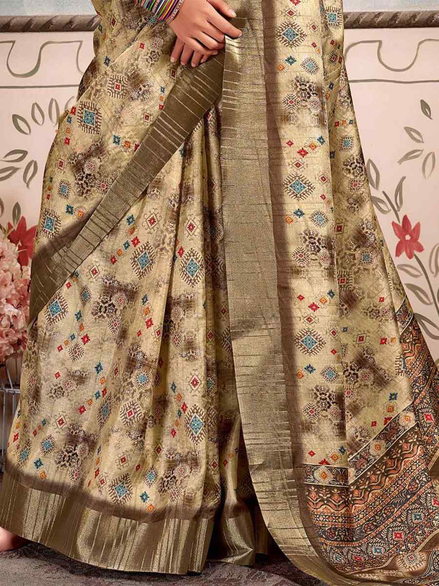 Multi Heavy Gotha Silk Printed Casual Festival Contemporary Saree