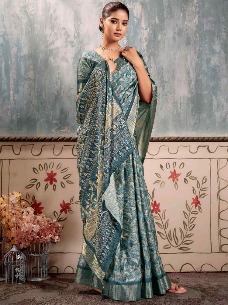 Multi Heavy Gotha Silk Printed Casual Festival Contemporary Saree