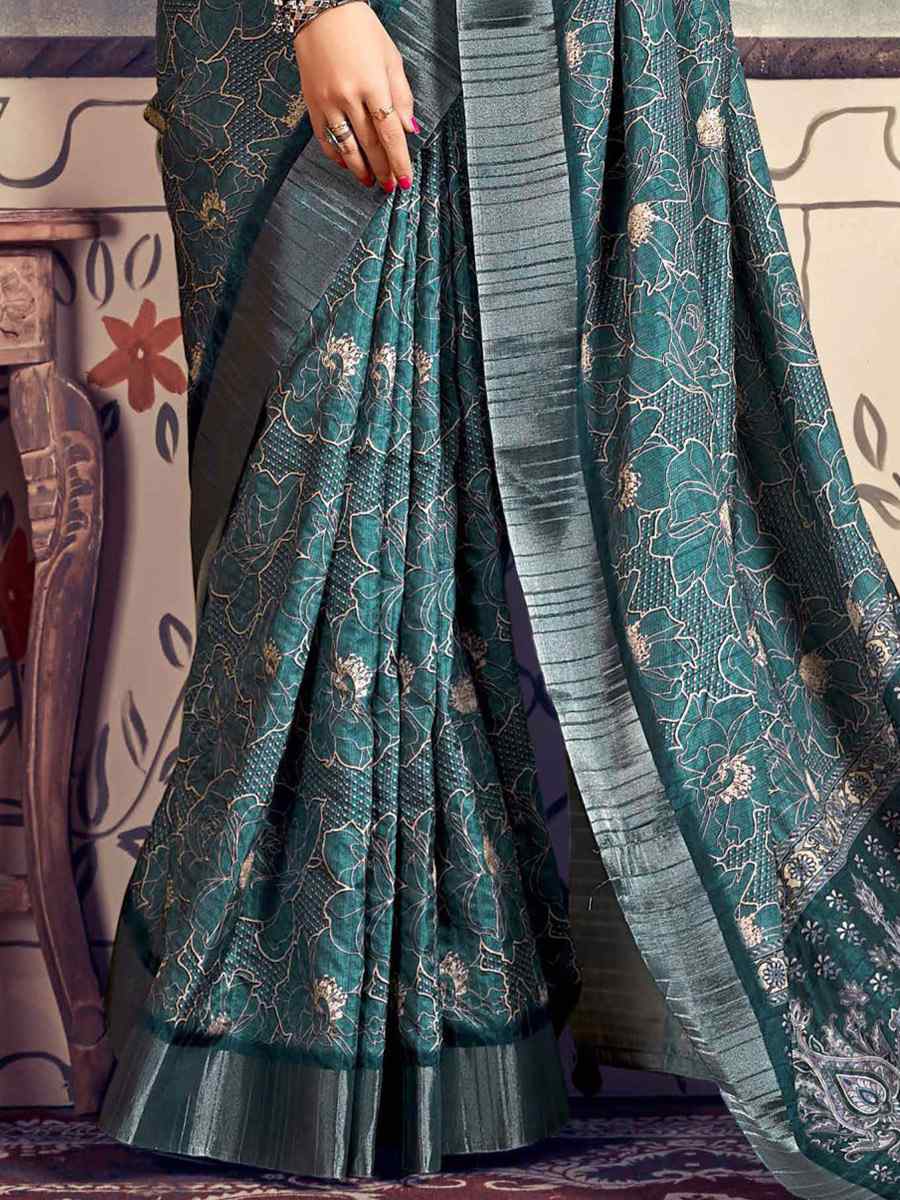 Multi Heavy Gotha Silk Printed Casual Festival Contemporary Saree
