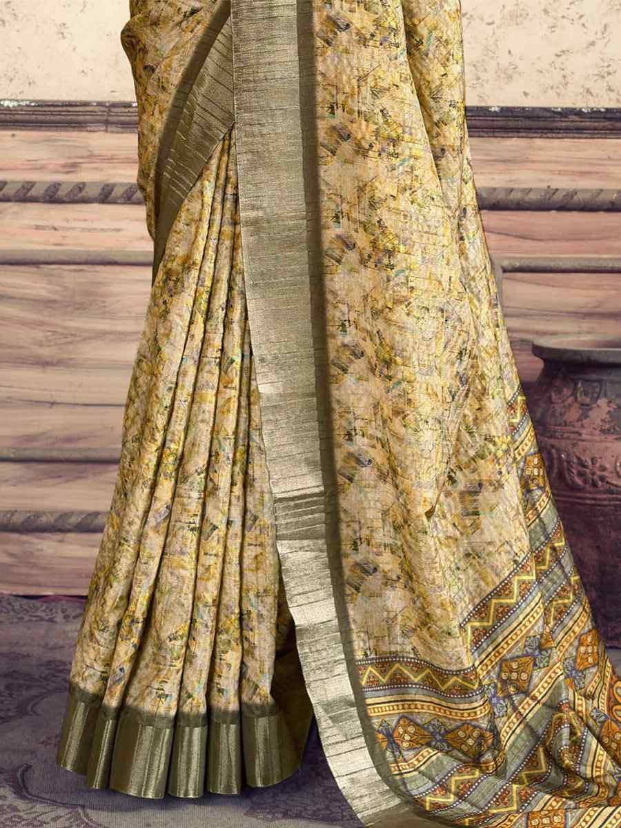 Multi Heavy Gotha Silk Printed Casual Festival Contemporary Saree