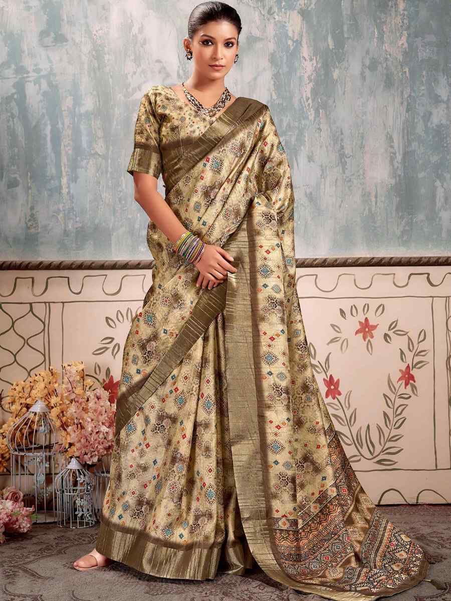 Multi Heavy Gotha Silk Printed Casual Festival Contemporary Saree