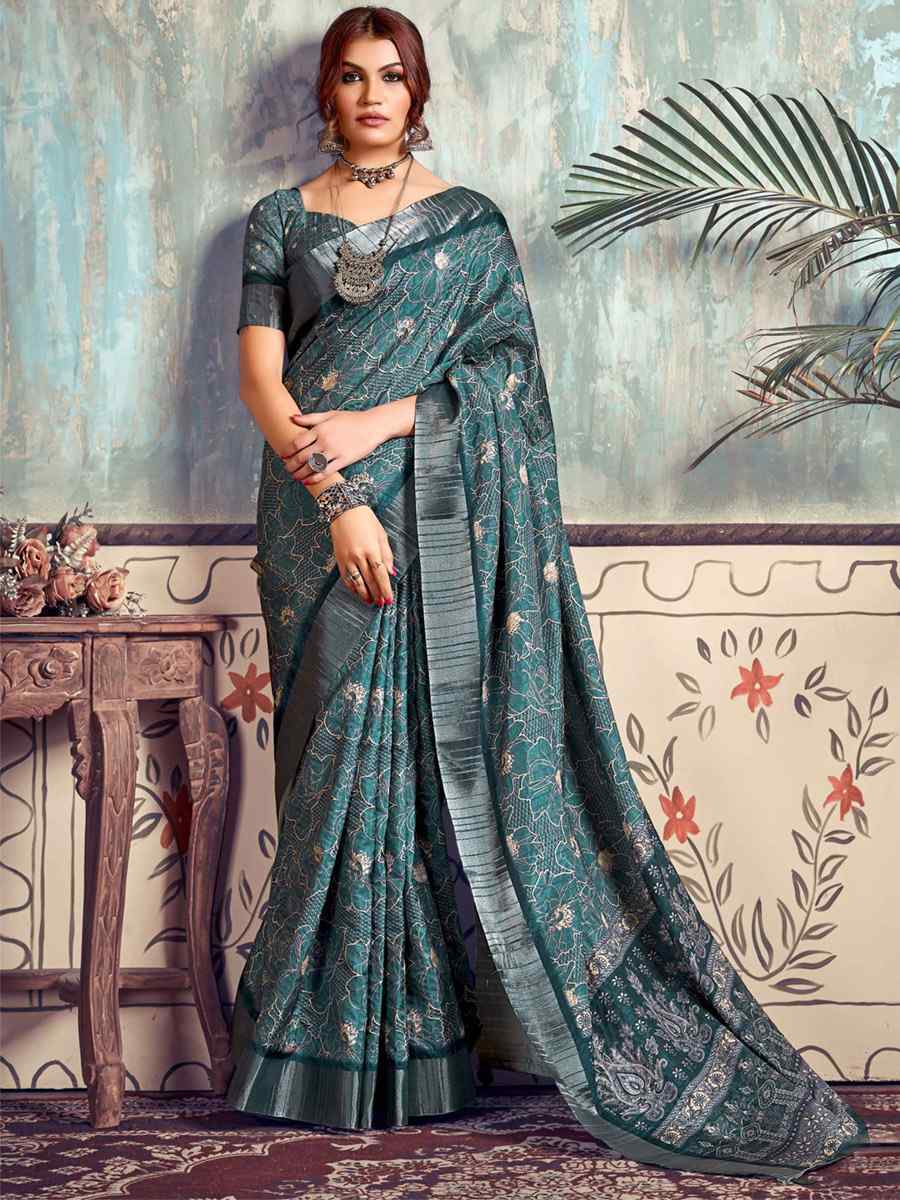 Multi Heavy Gotha Silk Printed Casual Festival Contemporary Saree