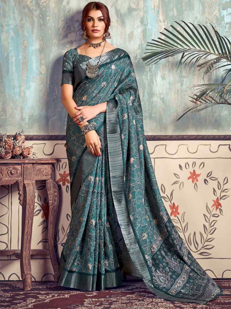 Multi Heavy Gotha Silk Printed Casual Festival Contemporary Saree