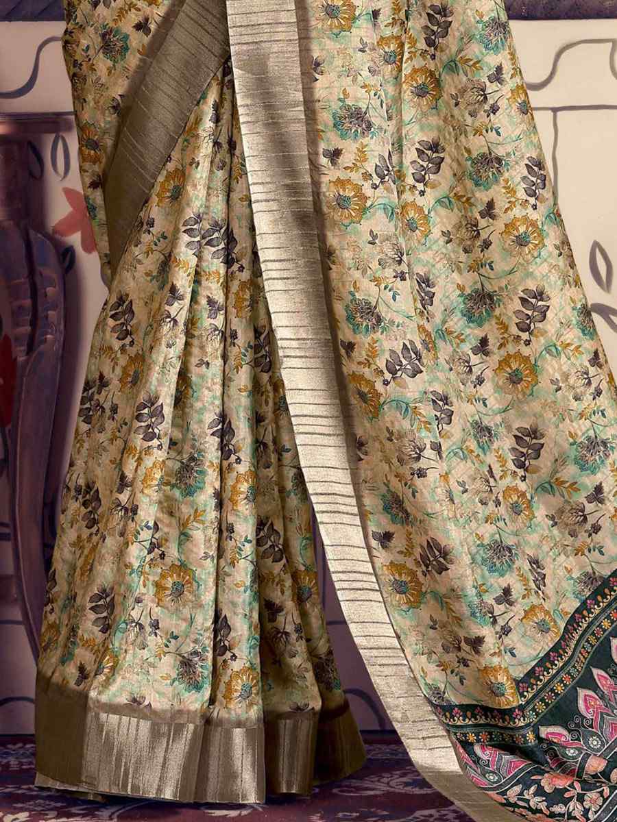 Multi Heavy Gotha Silk Printed Casual Festival Contemporary Saree