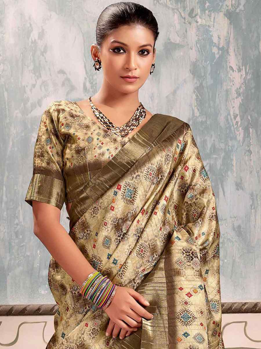 Multi Heavy Gotha Silk Printed Casual Festival Contemporary Saree