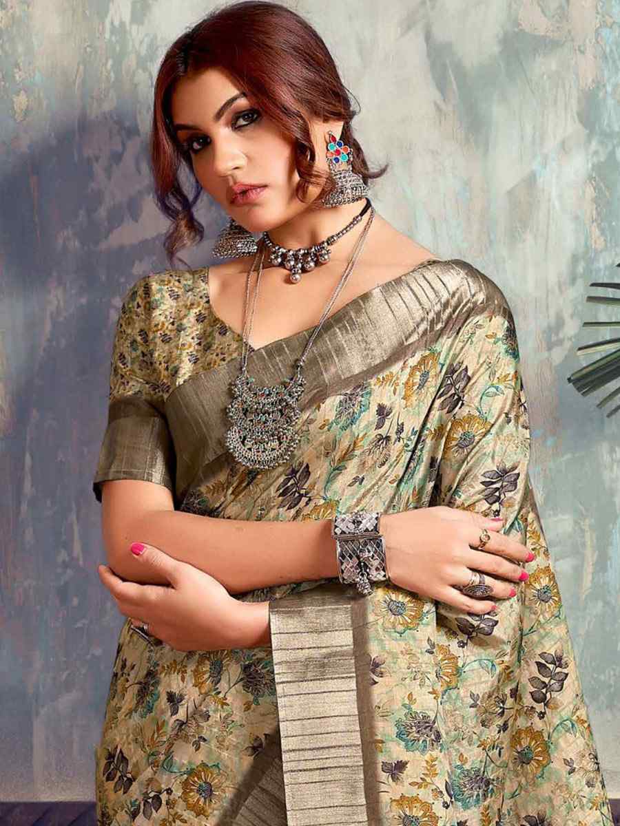 Multi Heavy Gotha Silk Printed Casual Festival Contemporary Saree