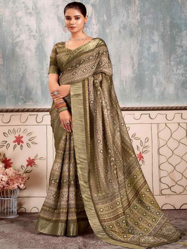 Multi Heavy Gotha Silk Printed Casual Festival Contemporary Saree