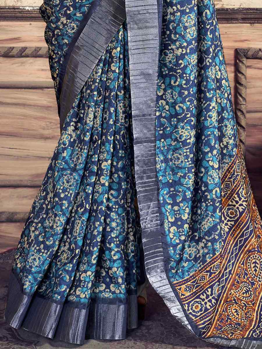 Multi Heavy Gotha Silk Printed Casual Festival Contemporary Saree