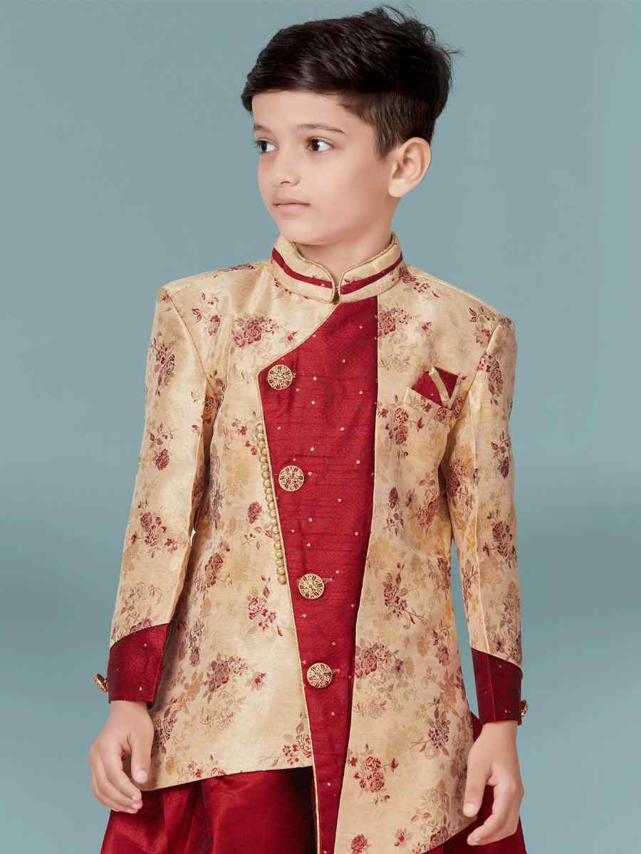 Multi Heavy Jacquard Floral Party Festival Kurta Dhoti Boys Wear