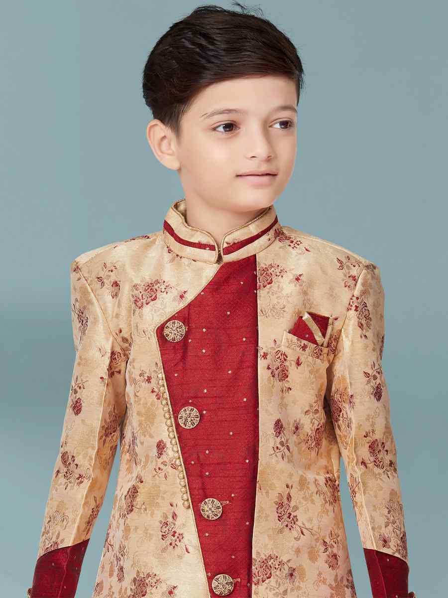 Multi Heavy Jacquard Floral Party Festival Kurta Dhoti Boys Wear