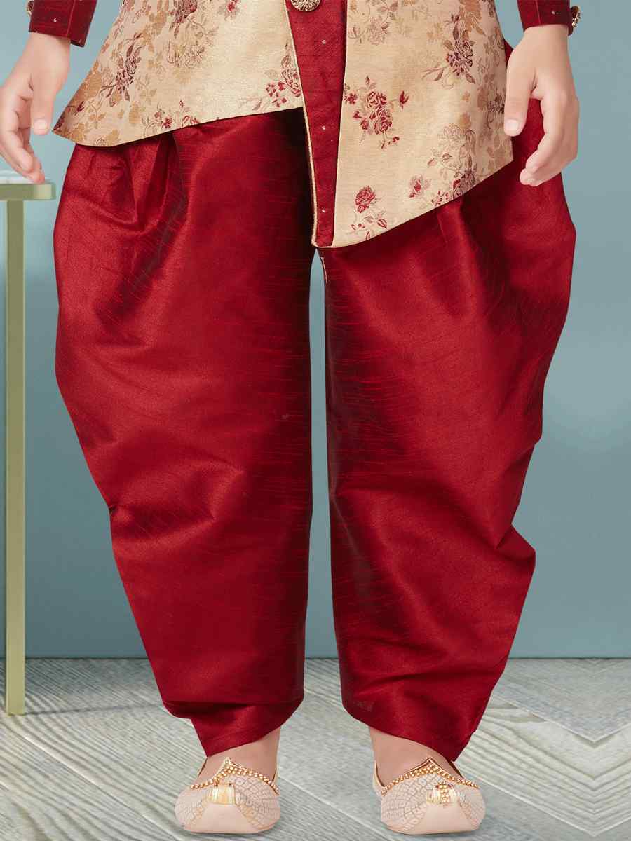 Multi Heavy Jacquard Floral Party Festival Kurta Dhoti Boys Wear