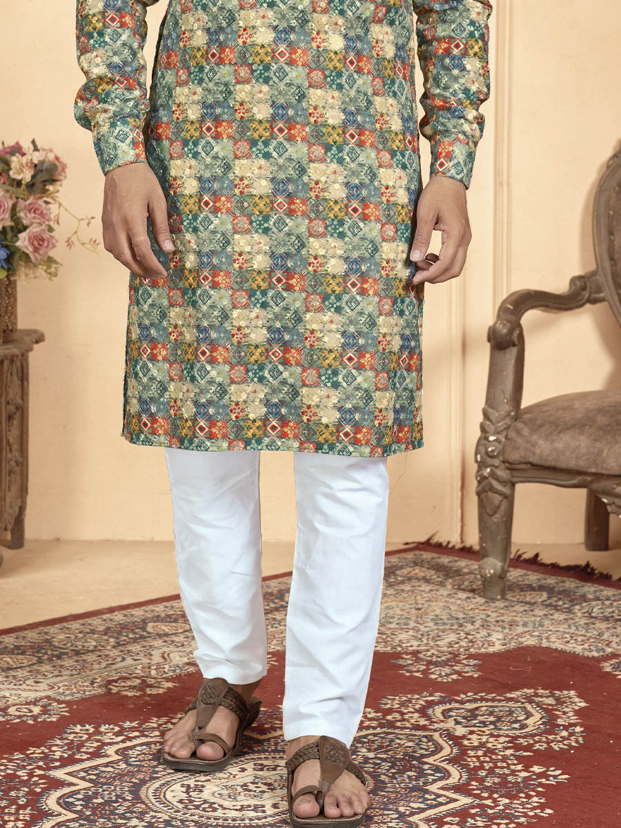 Multi Heavy PC Cotton Printed Festival Casual Kurta