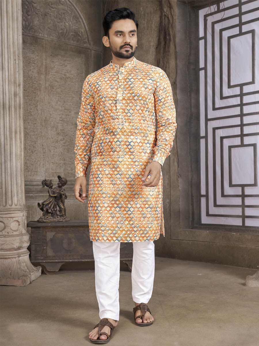 Multi Heavy PC Cotton Printed Festival Casual Kurta