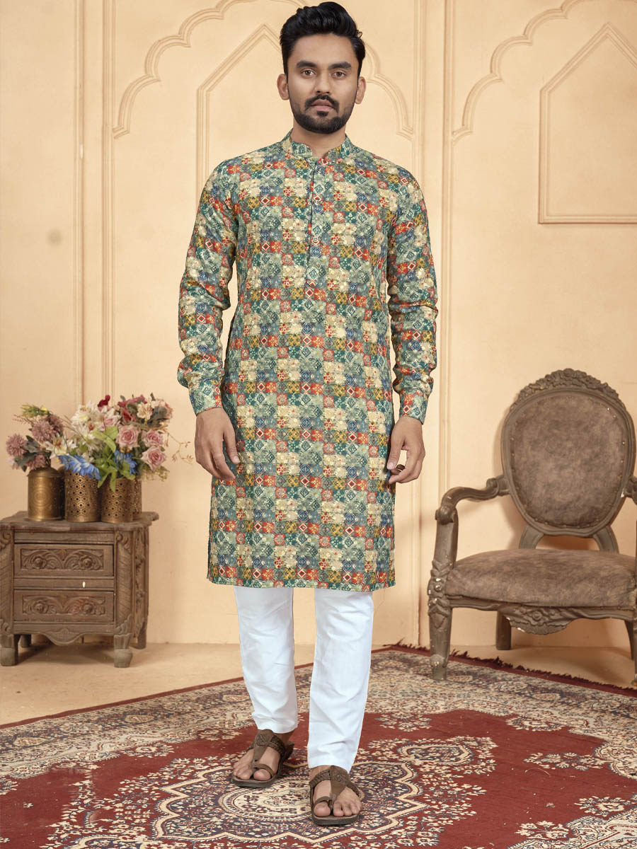 Multi Heavy PC Cotton Printed Festival Casual Kurta