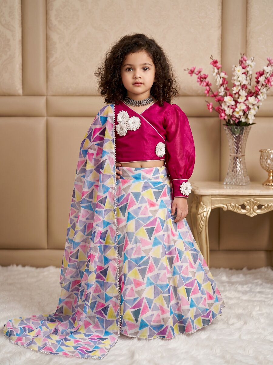 Multi Heavy Pure Soft Organza Printed Ethnic Casual Festival Party Wedding Lehengas Girls Wear