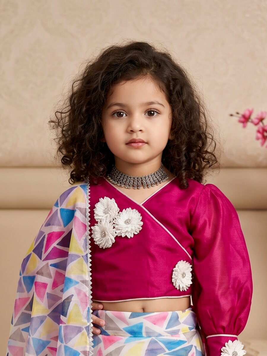 Multi Heavy Pure Soft Organza Printed Ethnic Casual Festival Party Wedding Lehengas Girls Wear