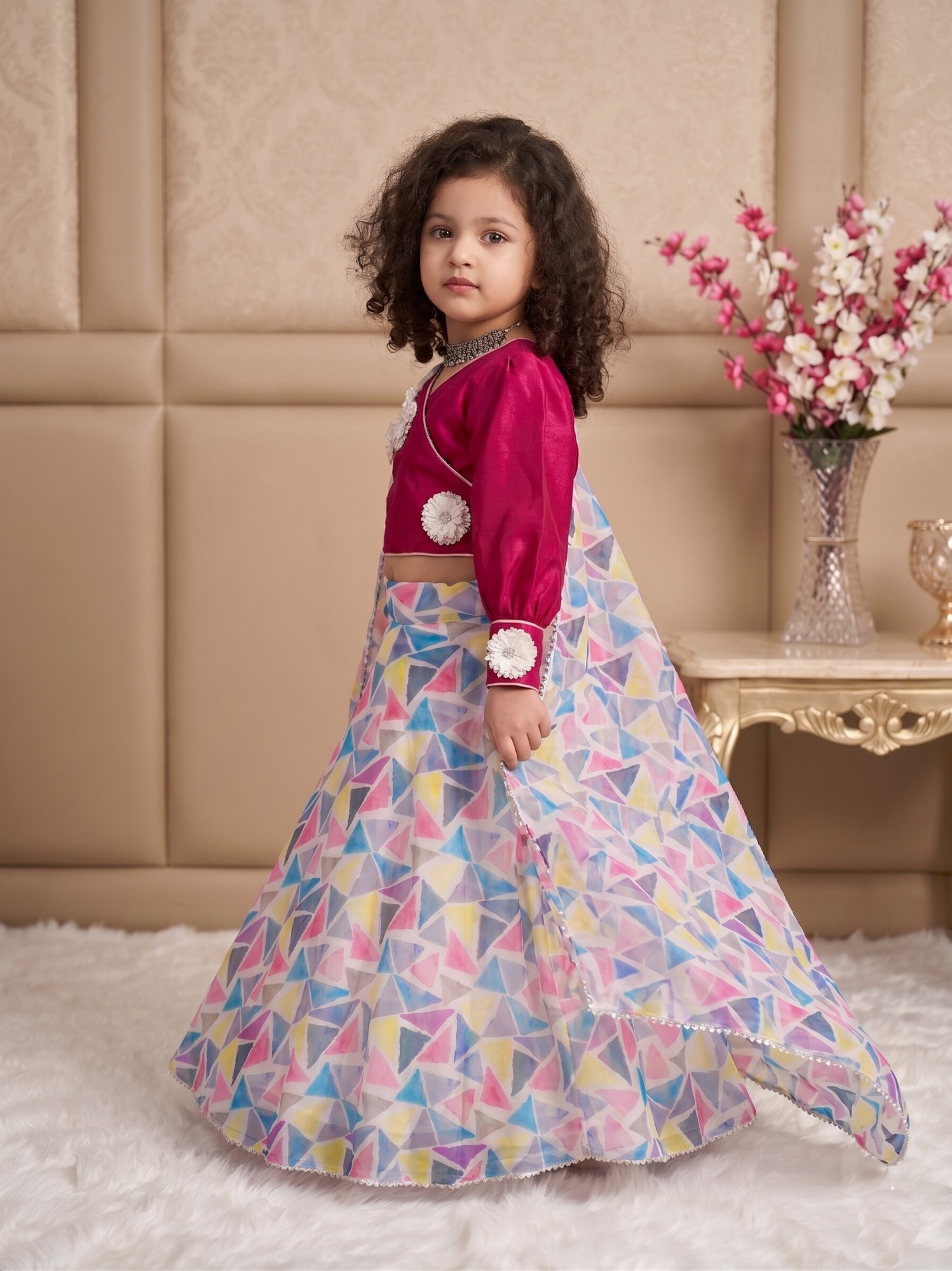 Multi Heavy Pure Soft Organza Printed Ethnic Casual Festival Party Wedding Lehengas Girls Wear