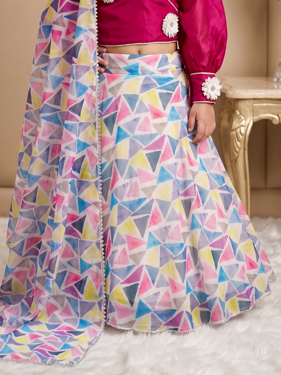 Multi Heavy Pure Soft Organza Printed Ethnic Casual Festival Party Wedding Lehengas Girls Wear