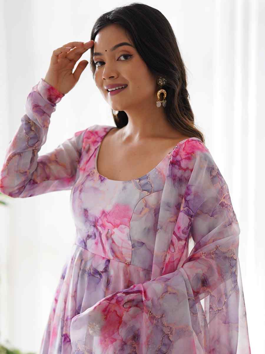 Multi Heavy Pure Soft Organza Silk Printed Festival Casual Ready Anarkali Salwar Kameez