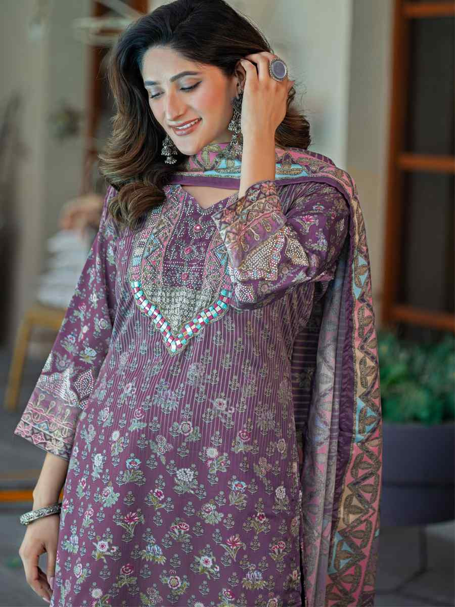 Multi Heavy Soft Chinon Embroidery Party Wedding Festival Casual Ready Palazzo Salwar Kameez