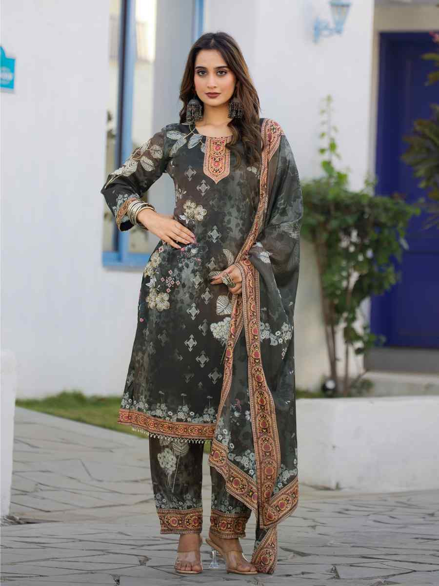 Multi Heavy Soft Chinon Printed Festival Casual Ready Pant Salwar Kameez