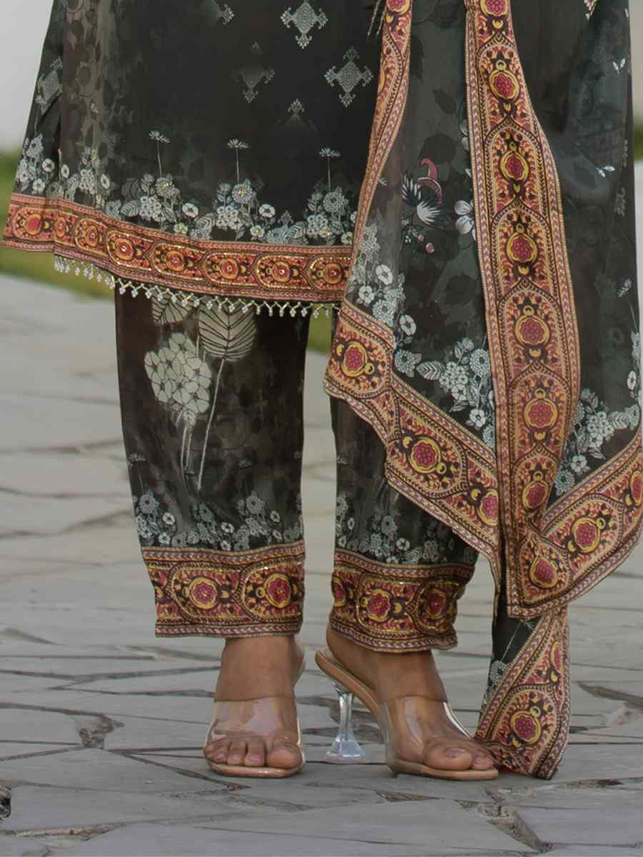 Multi Heavy Soft Chinon Printed Festival Casual Ready Pant Salwar Kameez