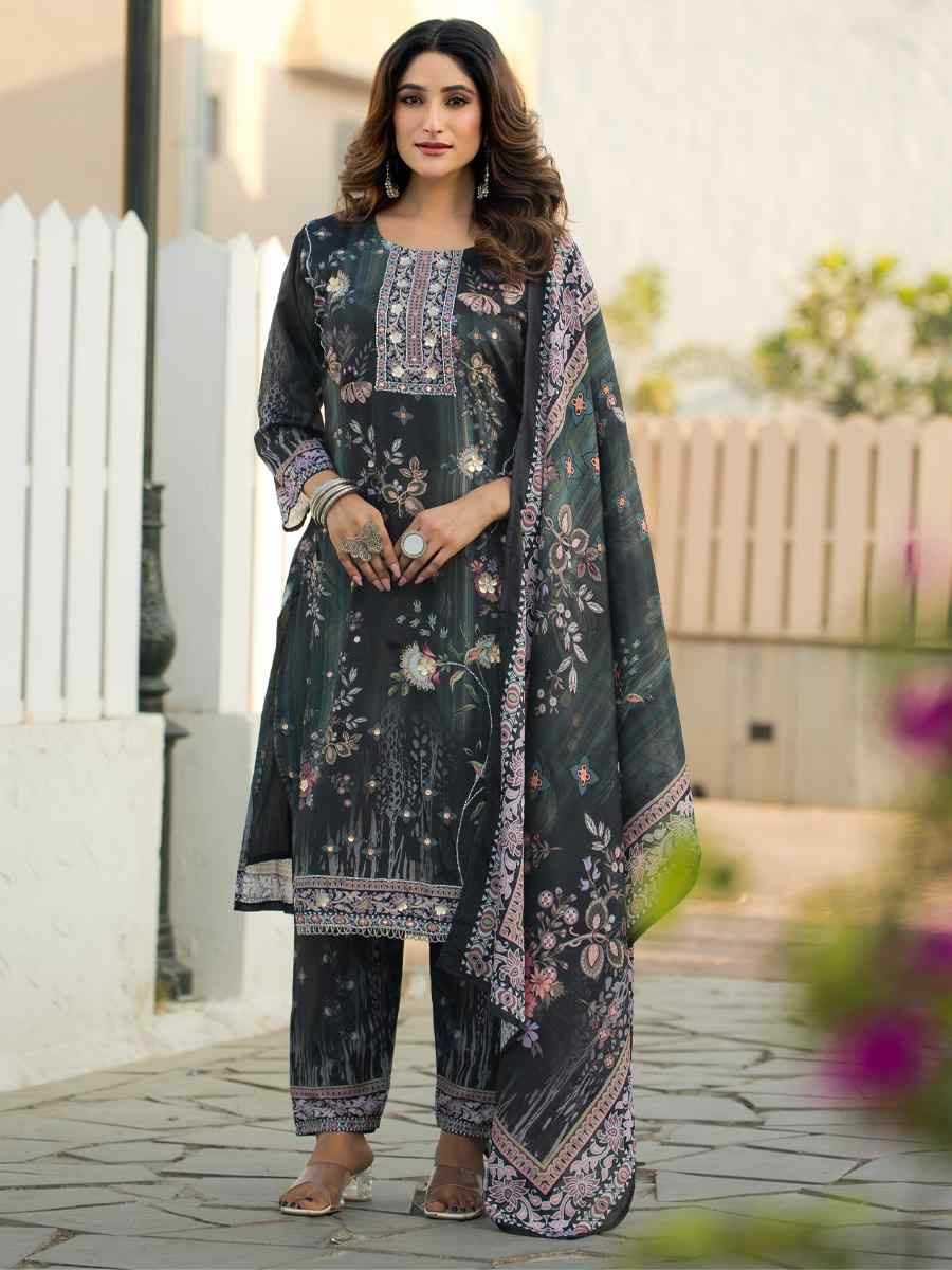 Multi Heavy Soft Chinon Printed Festival Casual Ready Pant Salwar Kameez