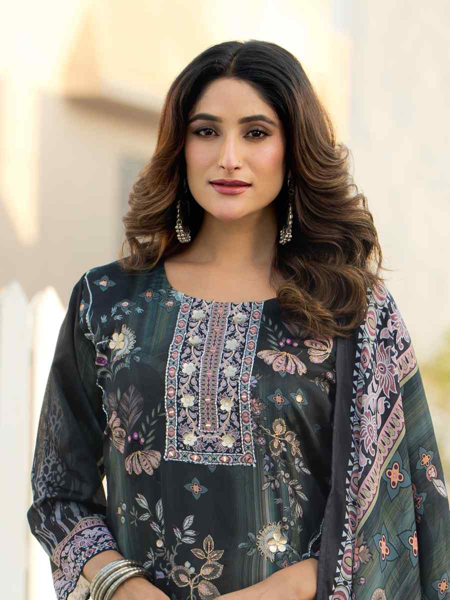 Multi Heavy Soft Chinon Printed Festival Casual Ready Pant Salwar Kameez