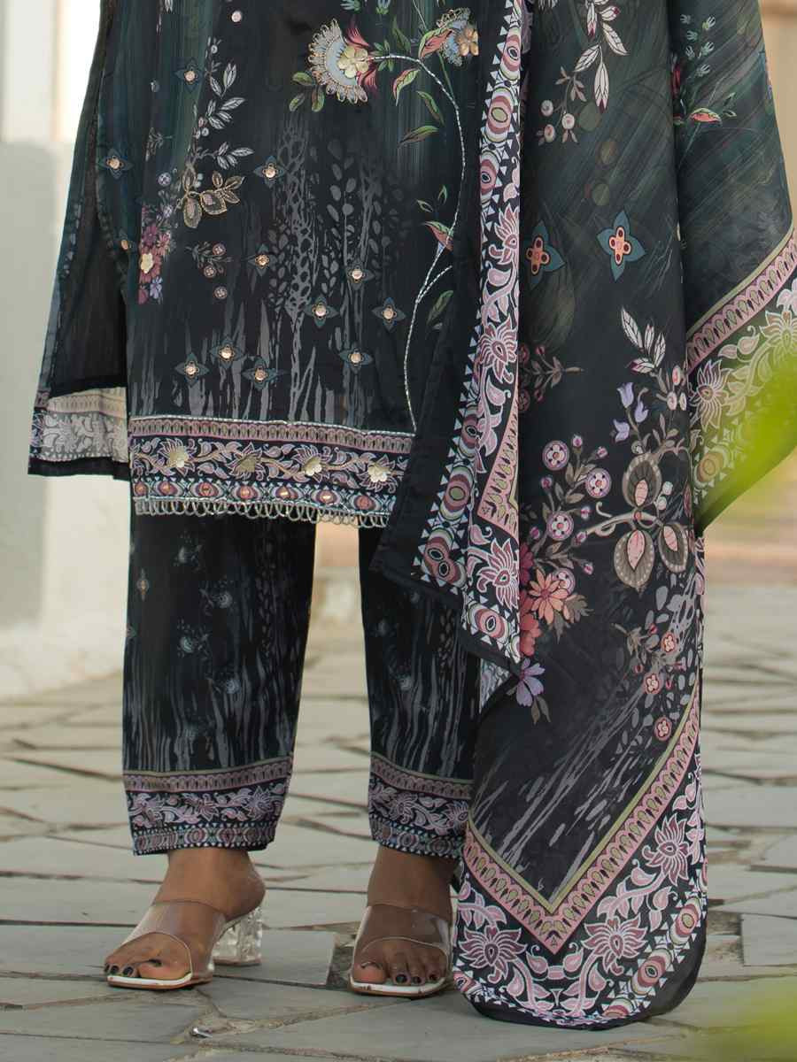 Multi Heavy Soft Chinon Printed Festival Casual Ready Pant Salwar Kameez