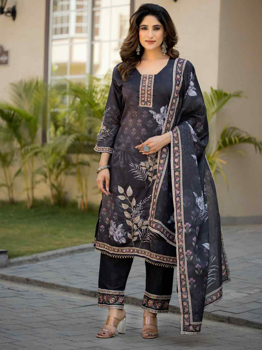 Multi Heavy Soft Chinon Printed Festival Casual Ready Pant Salwar Kameez