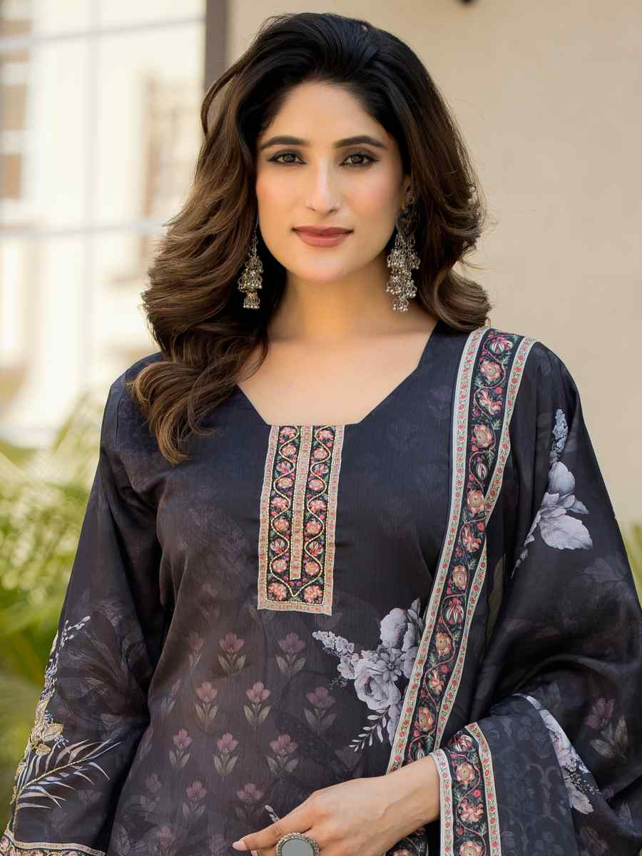 Multi Heavy Soft Chinon Printed Festival Casual Ready Pant Salwar Kameez