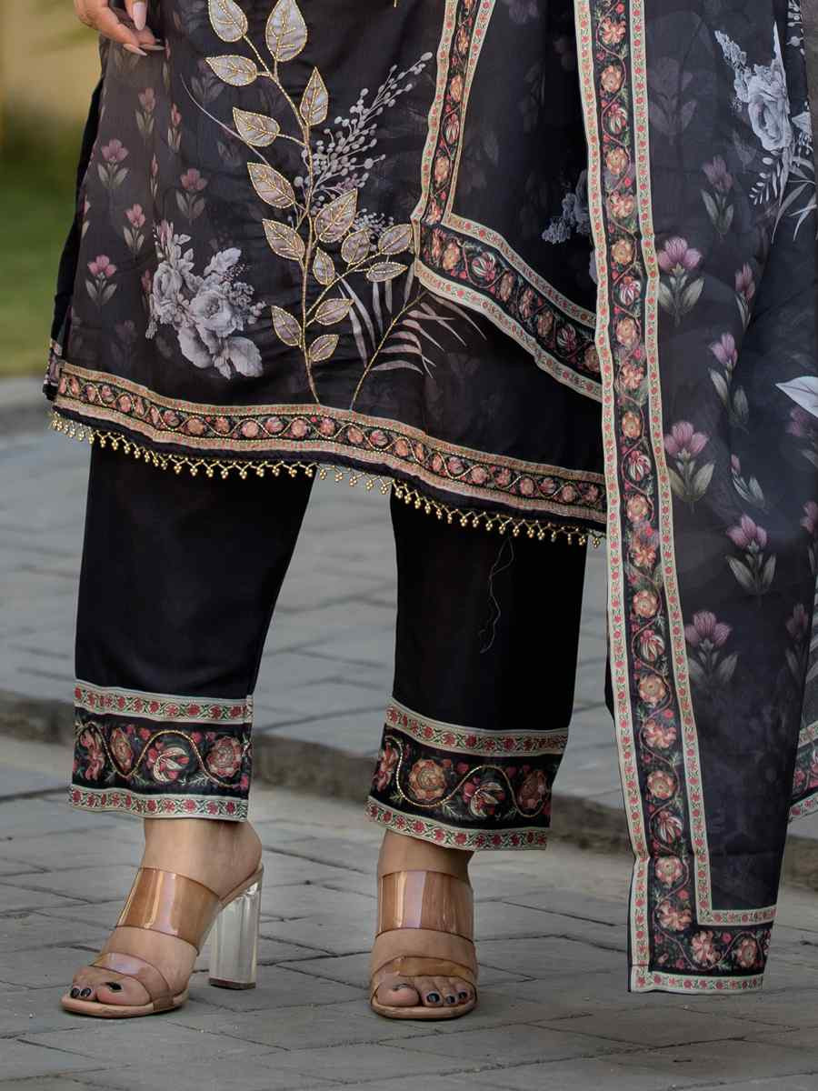 Multi Heavy Soft Chinon Printed Festival Casual Ready Pant Salwar Kameez