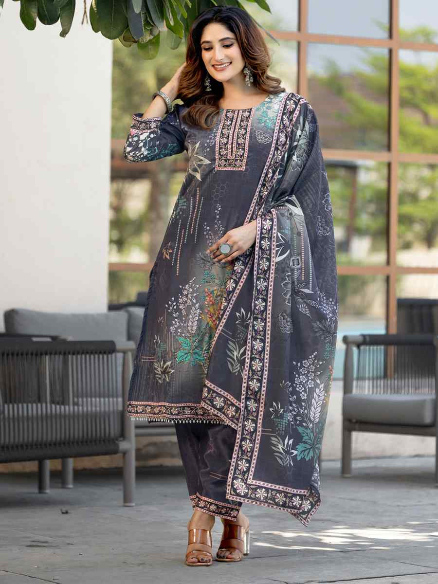 Multi Heavy Soft Chinon Printed Festival Casual Ready Pant Salwar Kameez
