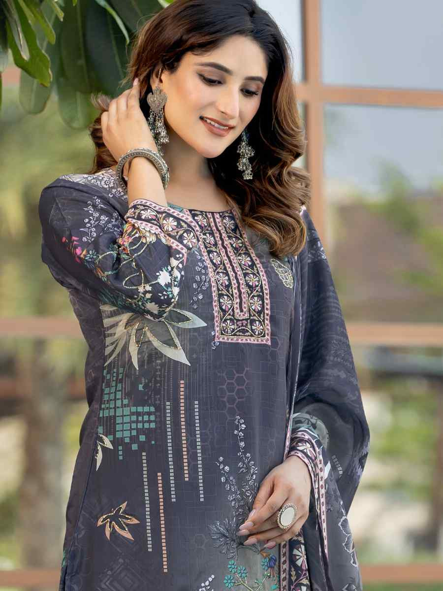 Multi Heavy Soft Chinon Printed Festival Casual Ready Pant Salwar Kameez