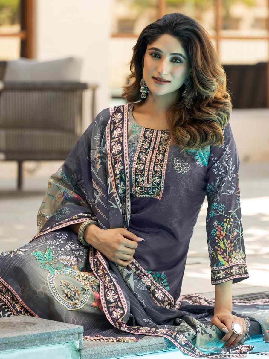 Multi Heavy Soft Chinon Printed Festival Casual Ready Pant Salwar Kameez