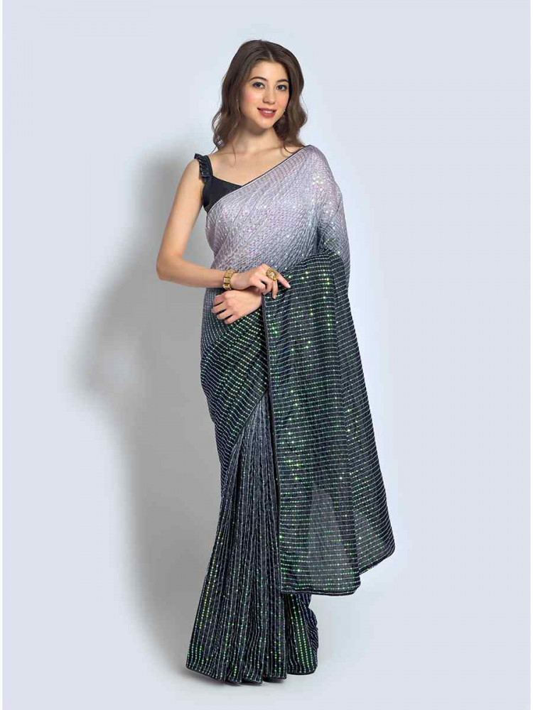 Multi Heavy Vichitra Silk Printed Festival Wedding Fancy Heavy Border Saree