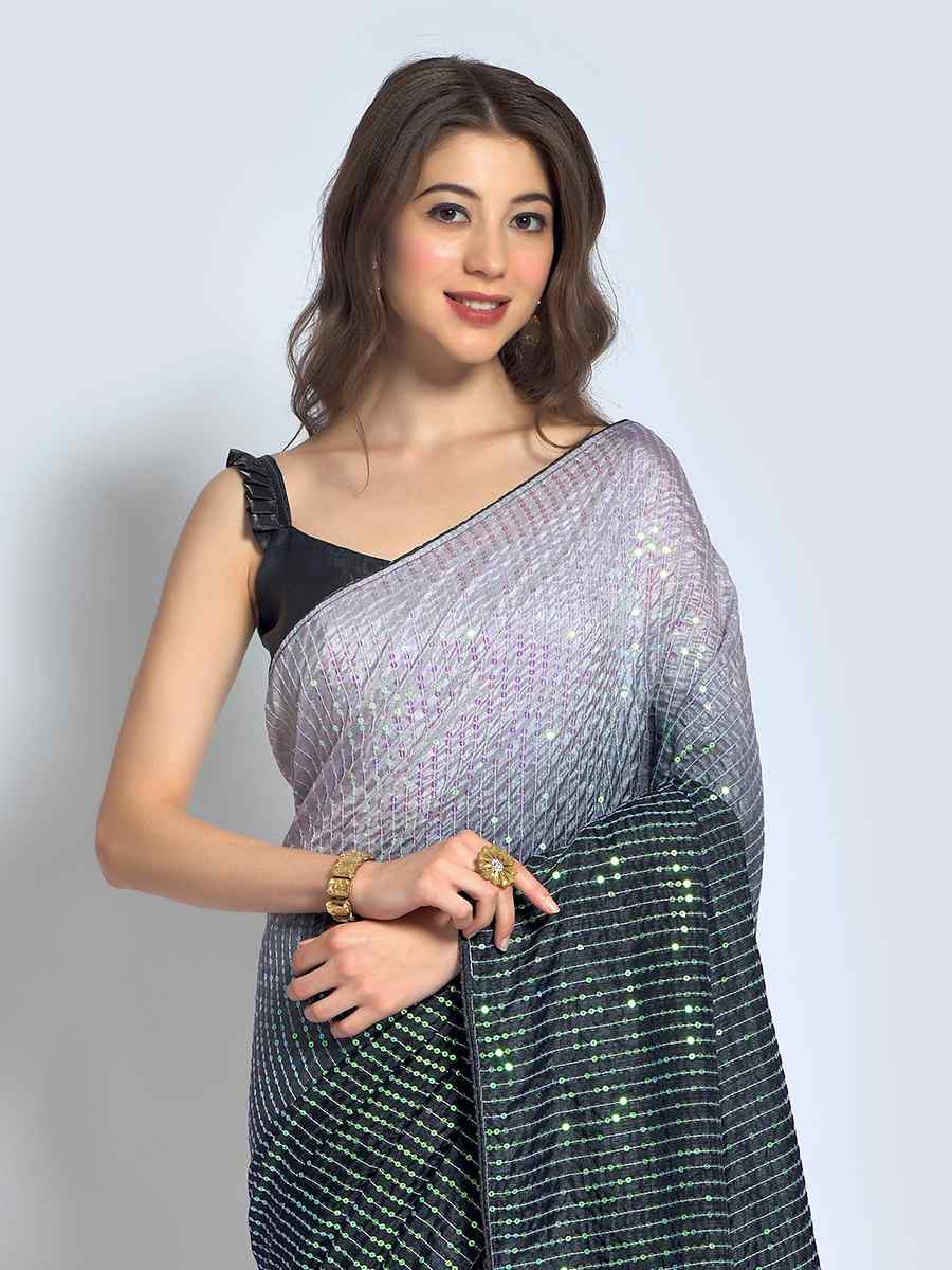 Multi Heavy Vichitra Silk Printed Festival Wedding Fancy Heavy Border Saree