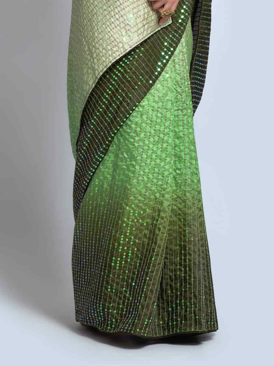 Multi Heavy Vichitra Silk Printed Festival Wedding Fancy Heavy Border Saree