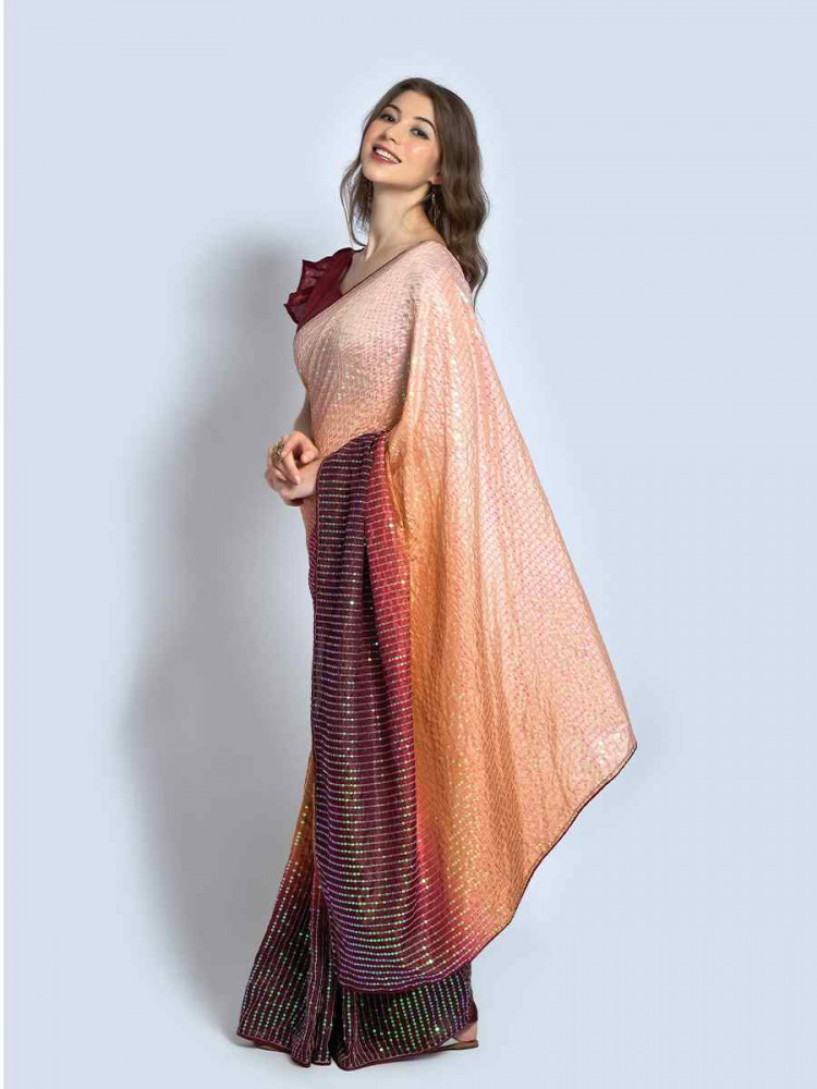 Multi Heavy Vichitra Silk Printed Festival Wedding Fancy Heavy Border Saree