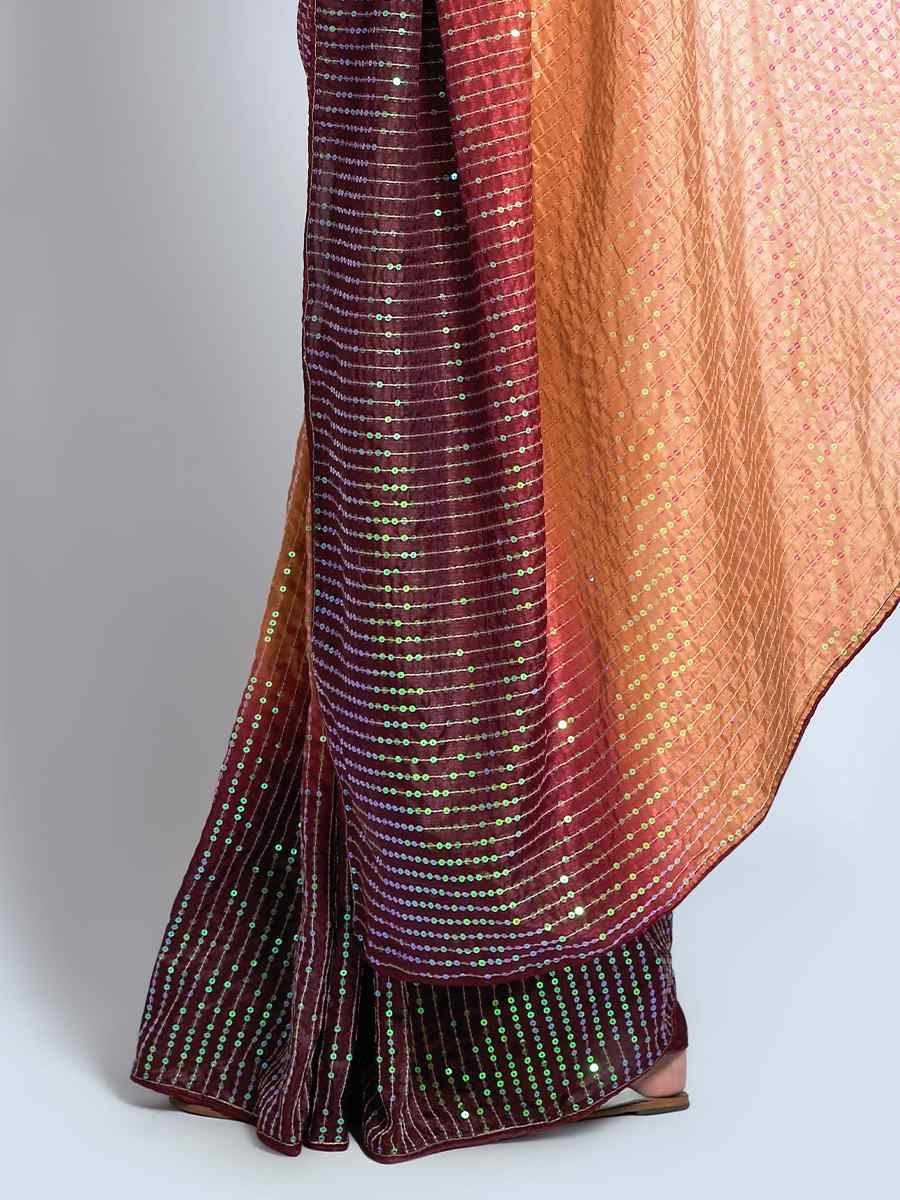 Multi Heavy Vichitra Silk Printed Festival Wedding Fancy Heavy Border Saree