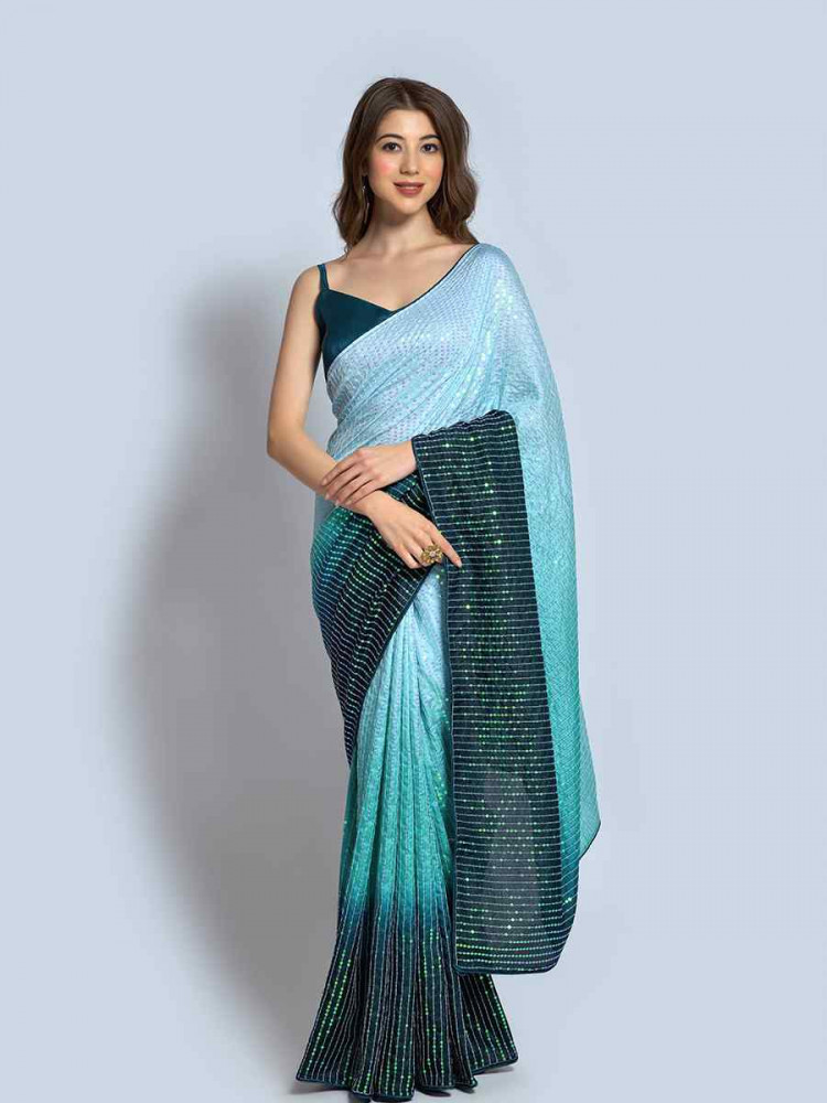 Multi Heavy Vichitra Silk Printed Festival Wedding Fancy Heavy Border Saree