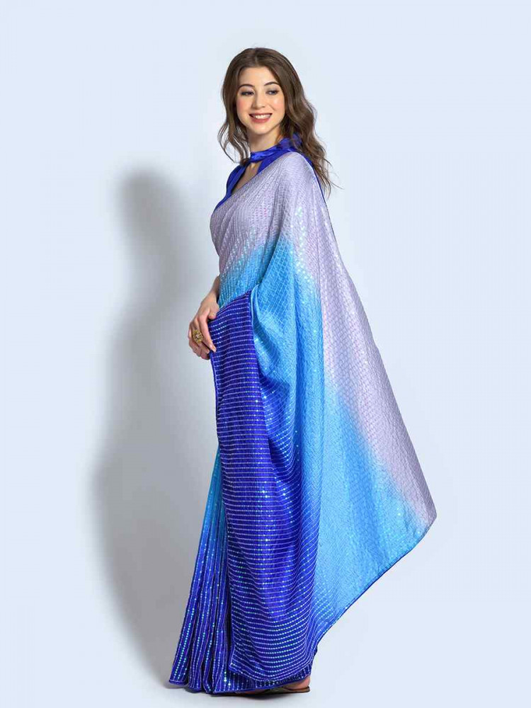 Multi Heavy Vichitra Silk Printed Festival Wedding Fancy Heavy Border Saree