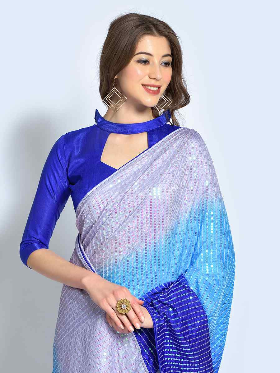 Multi Heavy Vichitra Silk Printed Festival Wedding Fancy Heavy Border Saree