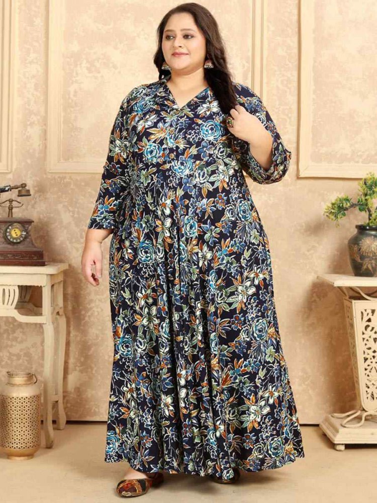 Multi Hevy Rayon Printed Festival Casual Gown