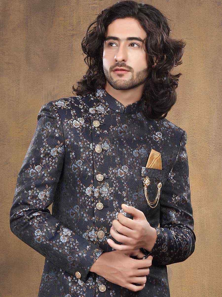Multi Imported Woven Groom Wedding Sherwani